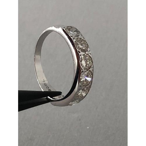 323 - 18K White Gold Half Eternity Ring with Diamonds (round brilliant cut 1.45cts), weight 3.5g and size ... 