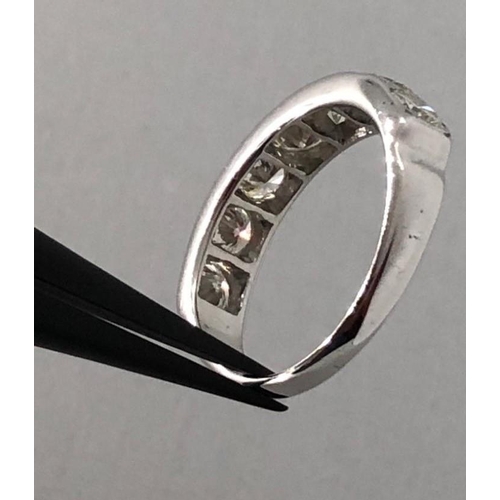 323 - 18K White Gold Half Eternity Ring with Diamonds (round brilliant cut 1.45cts), weight 3.5g and size ... 