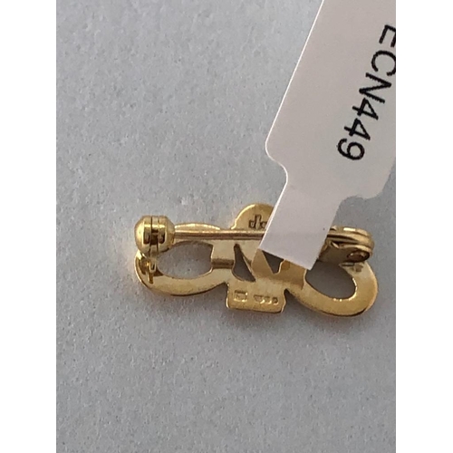 359 - 9K Yellow Gold Brooch, weight 2.3g (ecn449)