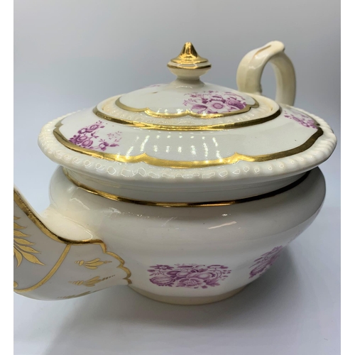 133 - H&R Daniel Etruscan shape tea pot with 2 small glaze hairline cracks inside.