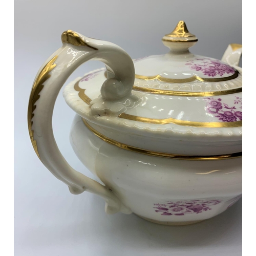 133 - H&R Daniel Etruscan shape tea pot with 2 small glaze hairline cracks inside.