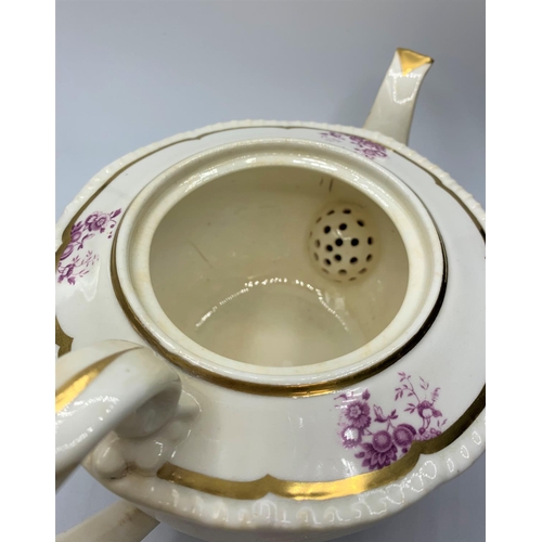 133 - H&R Daniel Etruscan shape tea pot with 2 small glaze hairline cracks inside.