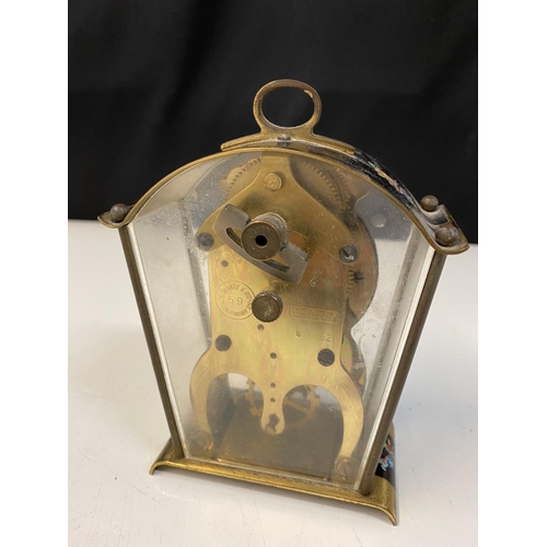 346 - Schatz Sohne #59 German 8-Day Brass Skeleton Carriage Clock. With floral numeral dial, open escapeme... 