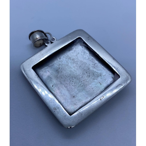 42 - Vintage Silver Pendant Having Rainbow Mother of Pearl feature. 3.5cm x 3.5cm approx.