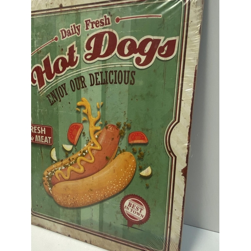 296 - Hot Dog Sign, 1950s on Wood.