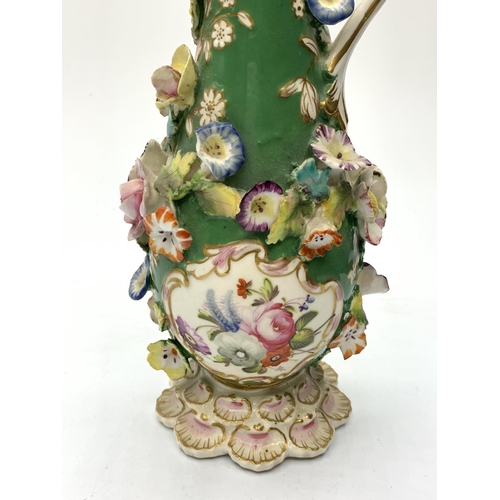 218 - H&R Daniel Scent Bottle with Applied Flowers. 27cm Tall in Good Condition.