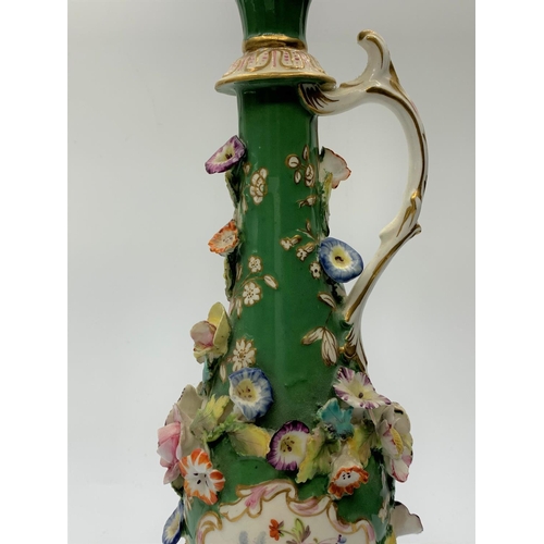 218 - H&R Daniel Scent Bottle with Applied Flowers. 27cm Tall in Good Condition.