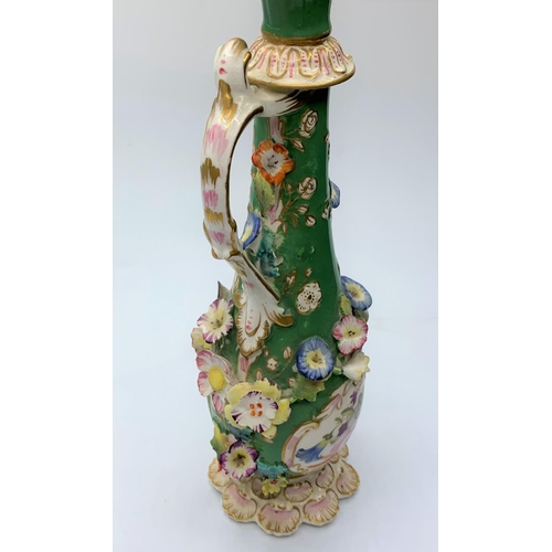 218 - H&R Daniel Scent Bottle with Applied Flowers. 27cm Tall in Good Condition.