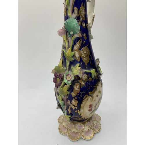 219 - H&R Daniel Scent Bottle with Applied Flowers. 27cms Tall in Good Condition.