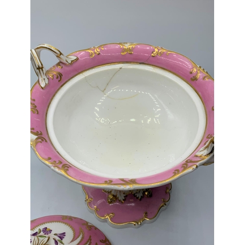 228 - H&R Daniel Shell Pierced Shaped Bowl with Lid Small Surface Crack on One Side Not Through to Exterio... 