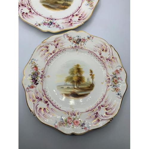 236 - A Pair of Stanhope Shape Daniel Plates with Wear on Design and Slight Gilt Rub.