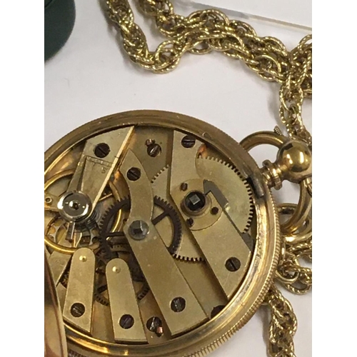 161 - Antique Gilt Silver Suffragette Pocket Watch with box and chain unusual hallmark, case 41mm diameter