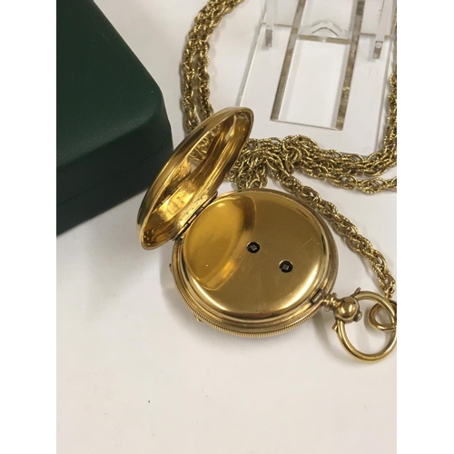 161 - Antique Gilt Silver Suffragette Pocket Watch with box and chain unusual hallmark, case 41mm diameter