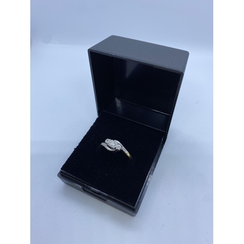 190 - 18ct Trilogy Diamond Crossover Ring in 18ct Gold, 3.3g, Size K/L.