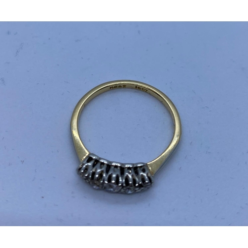 268 - 18ct Gold Ring with 5 Small Diamonds. 2.7g, Size P/Q.