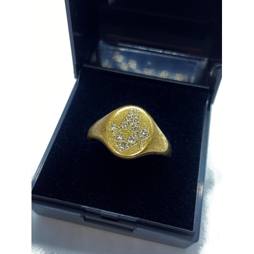 474 - 9ct Gold Masonic Ring, 6.5g, Size V.