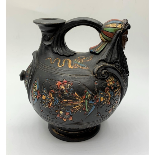 177 - Decorated Egyptian style wine jug, 13cms tall.