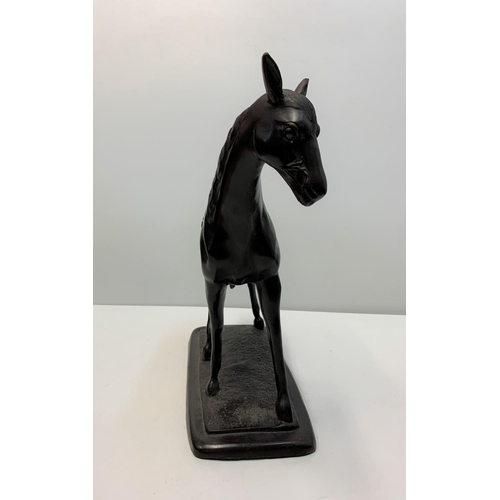 193 - Bronze figure of a saddled horse by unknown artist, 32cm and 4.5kg