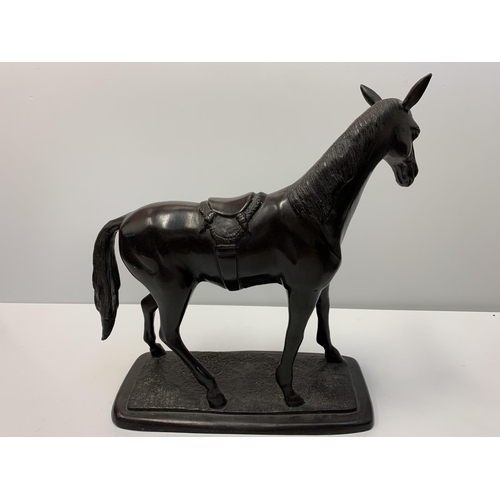 193 - Bronze figure of a saddled horse by unknown artist, 32cm and 4.5kg