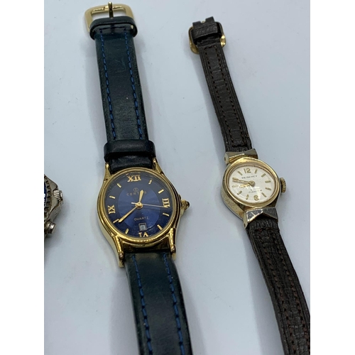 332 - 4x leather strapped Watches various makers (4)