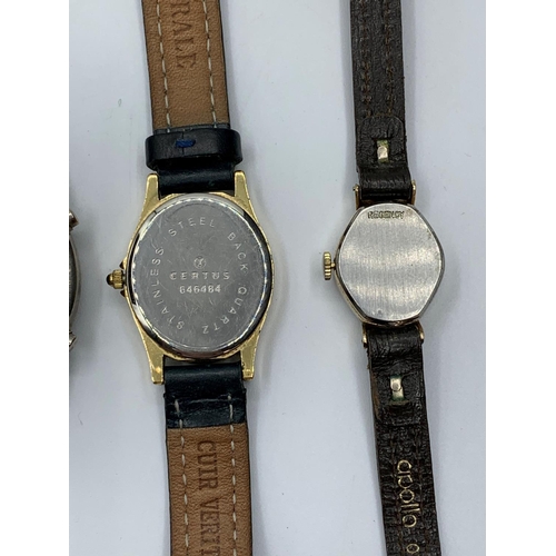 332 - 4x leather strapped Watches various makers (4)