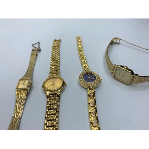 430 - Selection of 4x gold plated Ladies watches various makers (4)