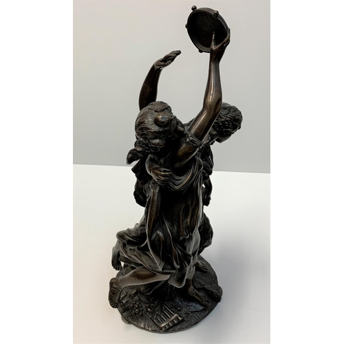 8 - Patinated Antique French Bronze sculpture from the Bacchanalia group after Clodion, signed on the ba... 