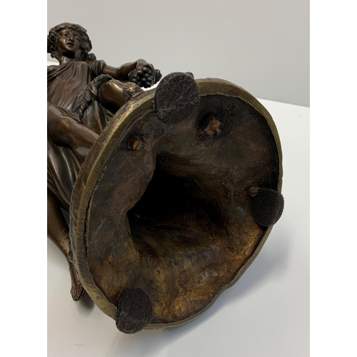 8 - Patinated Antique French Bronze sculpture from the Bacchanalia group after Clodion, signed on the ba... 