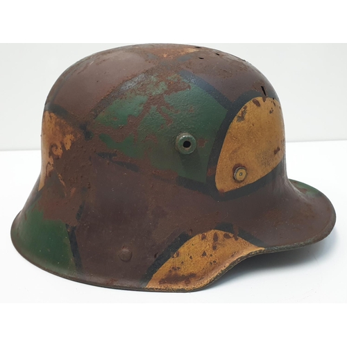 15 - WW1 Semi Relic German M16 Stahlhelm in Jigsaw Pattern Camouflage complete with liner