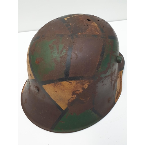 15 - WW1 Semi Relic German M16 Stahlhelm in Jigsaw Pattern Camouflage complete with liner