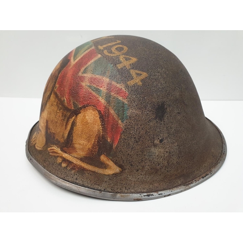 23 - WW2 British 1944 “Turtle” D-Day Helmet with post War Memorial painting