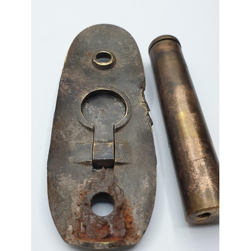 57 - WW1 Somme Relic. British SMLE Butt Plate and Oil Bottle. Found on the Somme, France