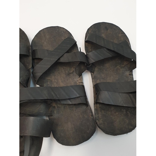 77 - 2 Pairs of Vietnam War Era-Ho Chi Minh Sandals made from truck tyres. As worn by the Vietcong. (2)