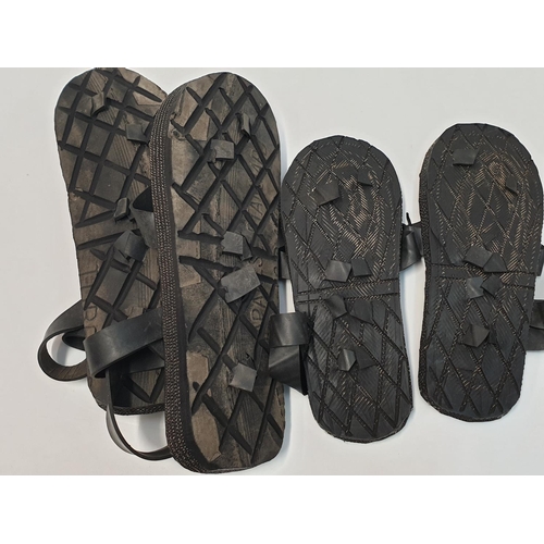 77 - 2 Pairs of Vietnam War Era-Ho Chi Minh Sandals made from truck tyres. As worn by the Vietcong. (2)