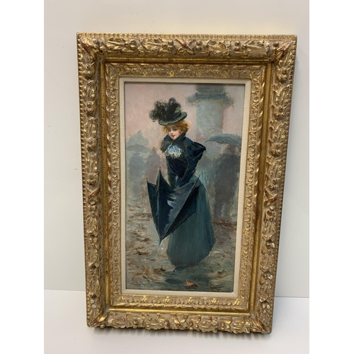 331 - 2x F.Alarcon Oil Paintings circa 1900 in ornate gilt frames, 48 x 32cm (2)