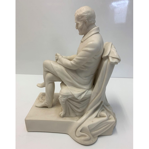 525 - Sculpture of the Duke of Wellington in seated position by Sam Alcock, June 1852, 29cm tall and 2.3kg... 