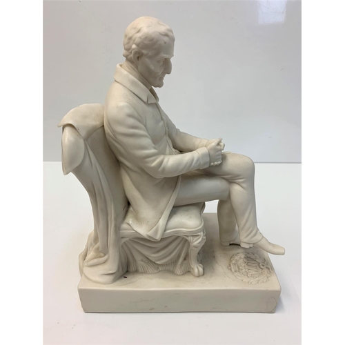 525 - Sculpture of the Duke of Wellington in seated position by Sam Alcock, June 1852, 29cm tall and 2.3kg... 