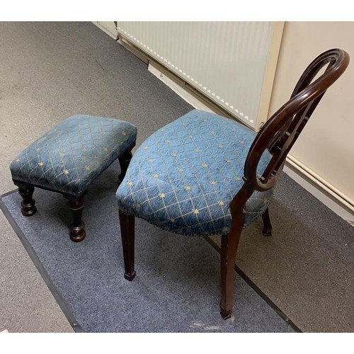 502 - Set of Antique Chair and Foot rest , chair is L51 x H32cm and the foot rest is L39 x W33cm (2)