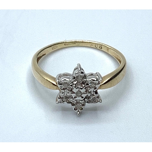 492 - 9ct gold ring with diamond encrusted star of David, 0.50ct diamond in total, weight 1.9g and size L