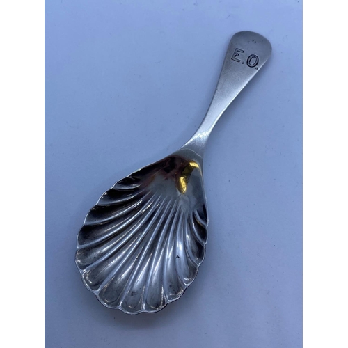 466 - Antique Silver Caddy Spoon Having Bowl in Shell Form .Good Clear Hallmark for James Swann, Birmingha... 