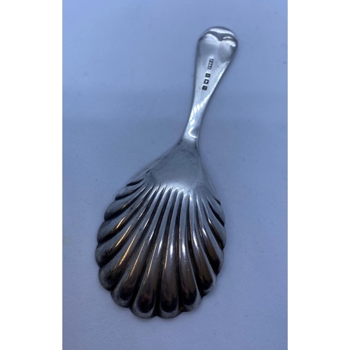 466 - Antique Silver Caddy Spoon Having Bowl in Shell Form .Good Clear Hallmark for James Swann, Birmingha... 