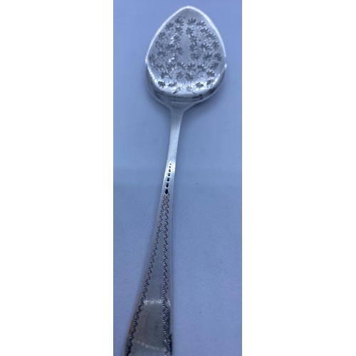 468 - Antique Silver Jam Spoon. Having Floral Chasework to Bowl. Flat Sided Bowl for Jam Spreading. Clear ... 