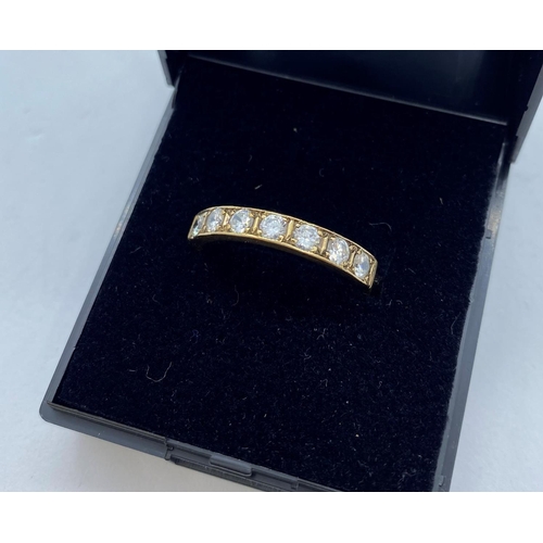 510 - 9ct Gold Stone Set Half Eternity Ring. Having Seven Sparkling Clear Stones to Top of Band. Full UK H... 