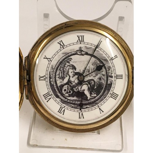 541 - Vintage Masonic Memento Mori full hunter Pocket Watch, in working order