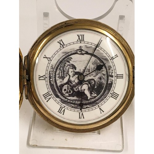 541 - Vintage Masonic Memento Mori full hunter Pocket Watch, in working order