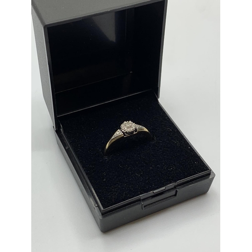 540 - 9ct gold ring with small diamond centre stone, weight 1.37g and size L