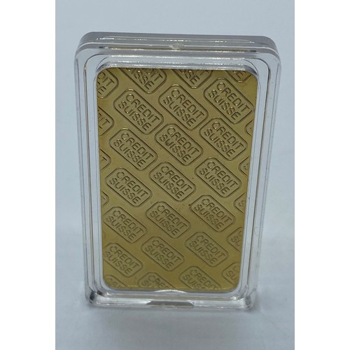 550 - One ounce Fine Gold (24ct) ingot minted by credit Suisse