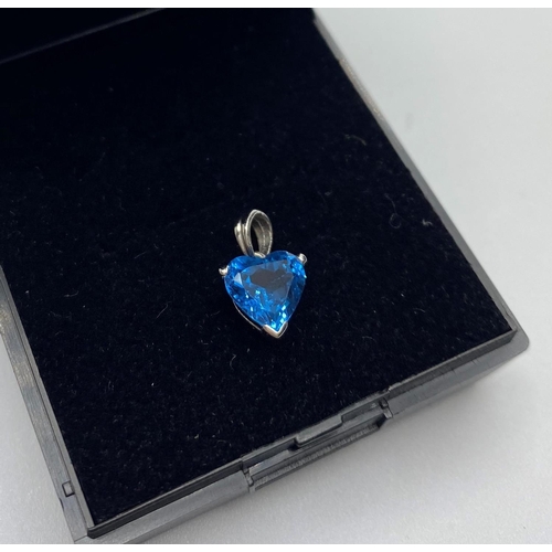 564 - Heart shaped Topaz pendant set in 18ct white gold