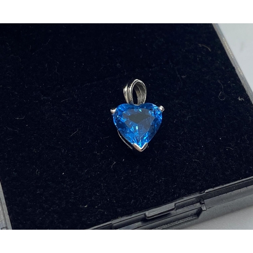 564 - Heart shaped Topaz pendant set in 18ct white gold