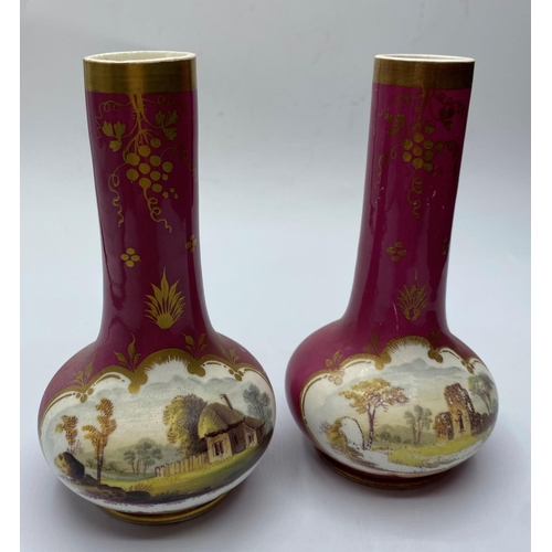 568 - A very early H&R Daniel Rose Vases circa 1822 in good condition, 12cm tall (2)